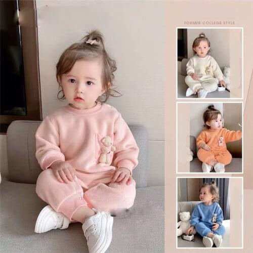 Baby Sleepwear Winter Fleece Soft Warm Pajamas For Girl Boy Toddler Detachable Doll Jumpsuit Infant Kids Clothes Pyjamas Onesie
