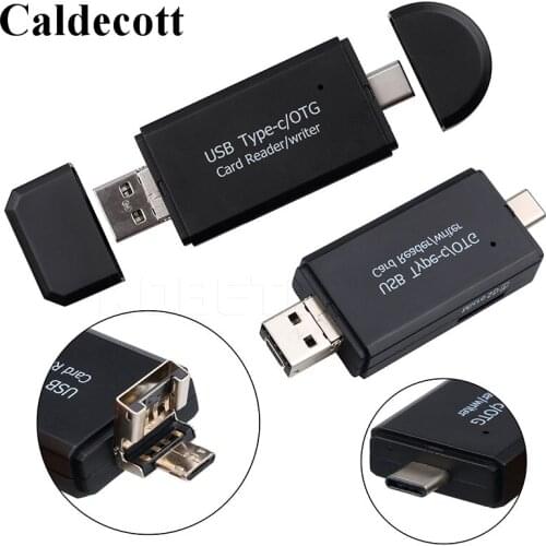 Caldecott Type-c USB 2.0 Micro USB Converter OTG Card Reader Combo to 2 Slot Adapter for MacBook 12" Smartphone
