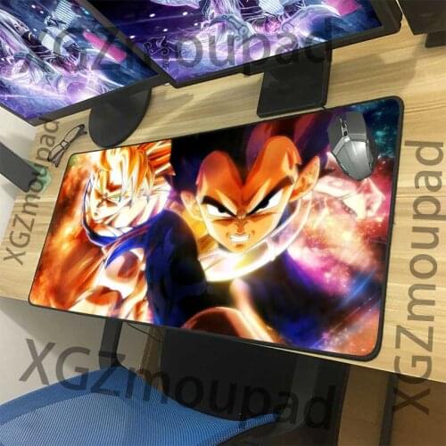 XGZ Large Mouse Pad Black Lock Edge Anime Vegeta HD Computer Desk Mat Washable Rubber Non-slip 900x400/600x300 Xxl