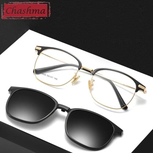 Chashma Prescription Glasses Frame Magnetic Clip Magnet Eyewear Polarized Lenses Sunglasses for Men Dark Lens