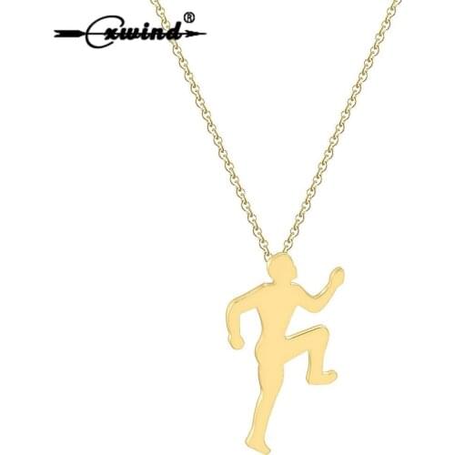 Cxwind Fashion Runner Boy Pendants & Necklaces Cute Sporter Figure Necklace for Women Best Gifts Link Chain Statement Jewelry