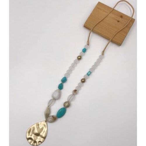 Kara&Kale Boho Fashion Jewelry Sweater Chain Long Necklace Pendants Suede Cord Acrylic&Resin Beads Necklace Women Accessories