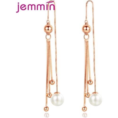 Trendy Women 925 Sterling Silver Long Multilayer Tassel Drop Earrings Pearl Wedding Party Cartilage Piercing Ear Jewelry