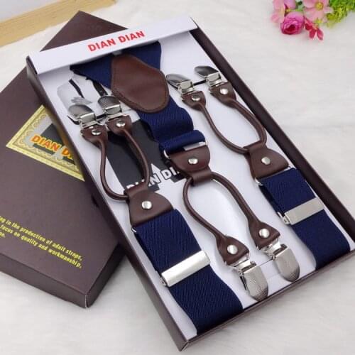 Fashion printing alloy 6 clips male vintage casual suspenders commercial western-style trousers mans braces strap