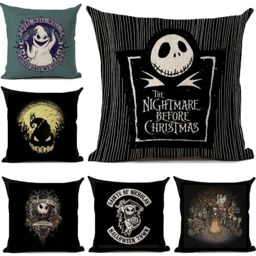 Halloween Cartoon Skull Jack Cushion Cover Nightmare Before Christmas Decor Throw Pillows Car Sofa Home Decorative Pillow Case