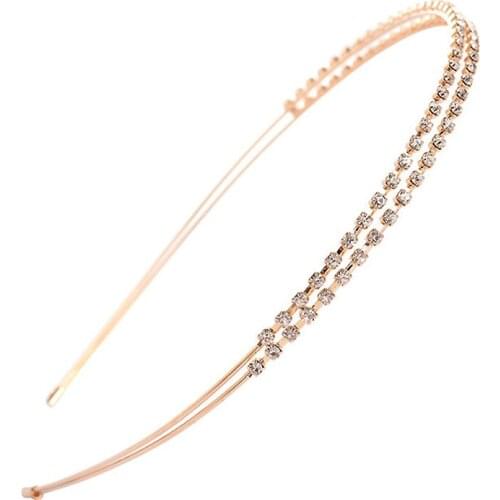 Rose Gold Silver Color Crystal Princess Headbands Rhinestone Hairbands Diamante Headpiece For Women Girls Hair Jewelry
