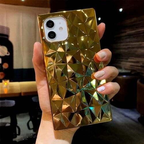 Luxury Platinum diamond Square soft silicon Phone Case For apple iPhone 12 Pro Max 7 8 Plus X XS XR 11 MiNi SE back cover coque