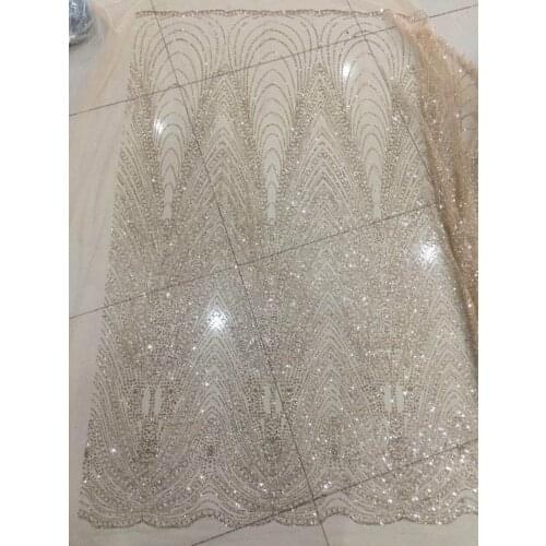 Hand print glued glitter african tulle net lace/ SYJ-11251 african french mesh lace fabric for party evening dress