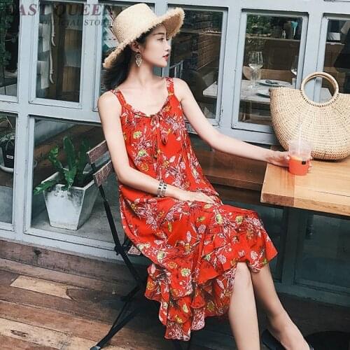 Sundress female summer elegant women Boho chic mexican sexy dress hippie bohemian elegant beach floral ladies dress KK2134