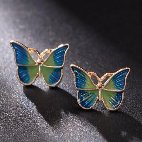 French oil painting style gentle clever butterfly earrings temperament female Korea simple earrings