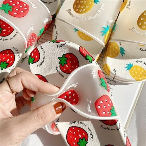 Summer Slippers Women Slides Women Shoes Cartoon Fruit Strawberry Pineapple Peach Girl Flip Flops Slide Sandals Beach Slides