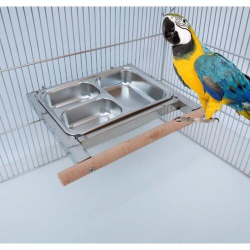 Medium and large parrot stainless steel multi-grid food basin Food Bowl Basin Food Cup Water Cup Wholesale with station stick