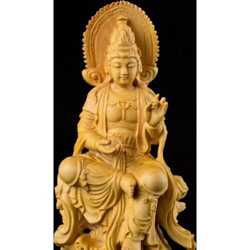 18cm Solid Wood Buddha Statue Goddess Western Budas Boedha Feng Shui Bouddha for Home Decor