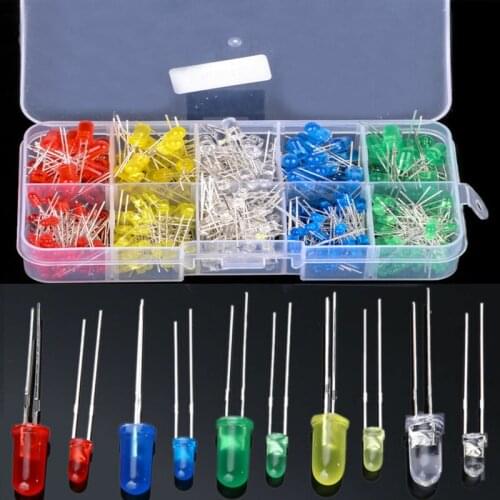 3mm 5mm LED 5 Colors Red Blue Yellow Green white Diffused Round Light-Emitting Diodes Lamp Bead Plug-in Bulb Assorted Kit