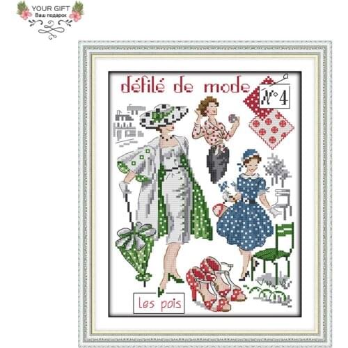 Your Gift RA109 14CT 11CT Counted and Stamped Home Decor Fashion Models Needlework Needlepoint Embroidery DIY Cross Stitch kits