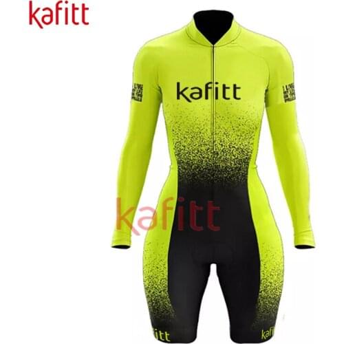 Kafit 2021 Winter New Green Cycling Suit Long-sleeved Cycling Suit Ladies Racing Suit Tight-fitting Womens Cycling Jumpsuit