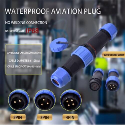 IP68 Waterproof Connector Male Plug & Female Socket 2/3/4 Pin Panel Mount Wire Cable Connector Aviation Plug Screw Connection