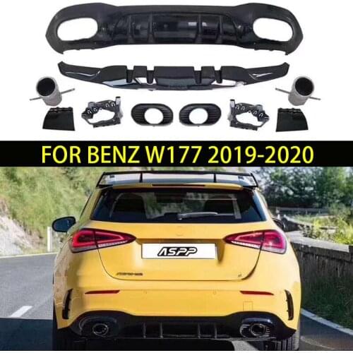 Rear Diffuser for W177 2019-2020 A ClassA180 A200 A220 A250 Sedan Hatchback Rear Bumper Lip Tail pipe A35 style