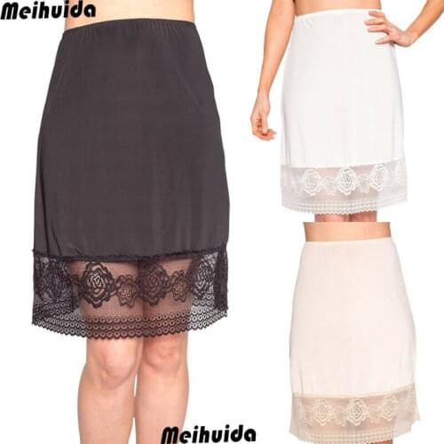 Women Lace Slip Skirt High Waist Extender A-Line Half Slip Extend Skirts Petticoats
