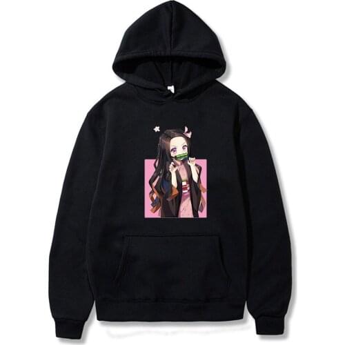 2021Cute Demon Slayer Anime Printed Hoodie Woman Kawaii Comfort Killua Baka Harajuku Casual Hoodies Fashion Lace-up Women Hoody