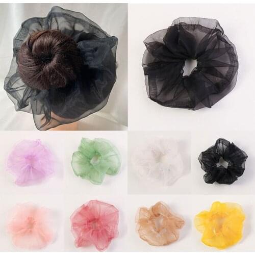 Women Gold Black Organza Elastic Hair Ties Girls Hairband Rope Ponytail Holder Scrunchies Headbands Accessories Gum Tie Striped