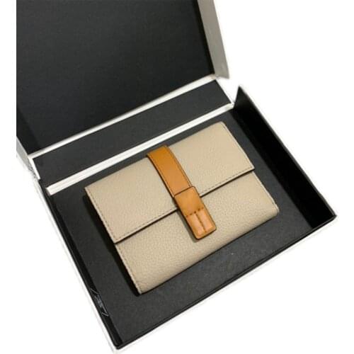 Ladies Short Wallet Calfskin with Contrasting Color Zipper Wallet Multi-card Coin Purse Tri-fold Short Clip Short Wallet