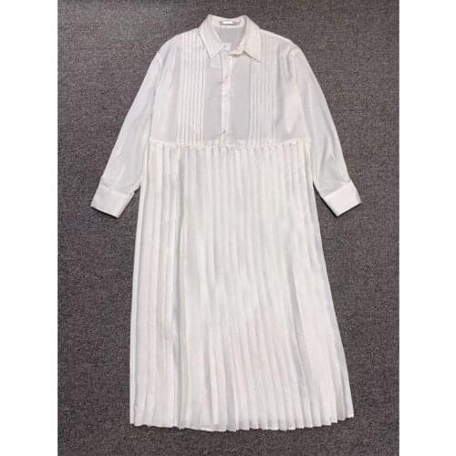 Women Dress 2021 Spring and Summer Women Clothing New Style Pleated Dress Temperament Commuter Mini Shirt Dress