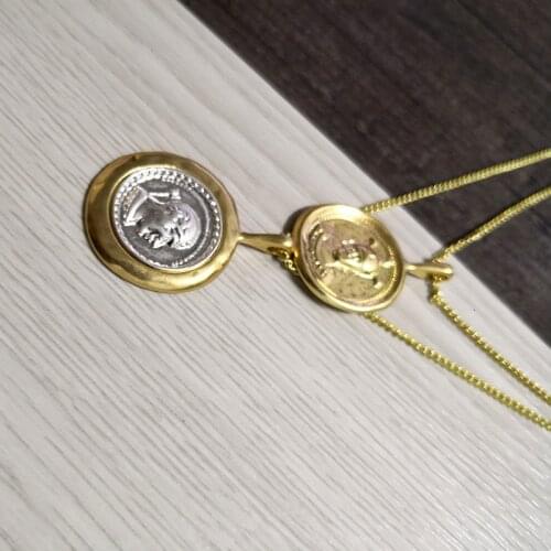 Gold Sliver Color Double Layed Head Portrait Chokers Necklace for Women Coin Disc Metal Pendant Choker Bohemia Necklaces Jewelry