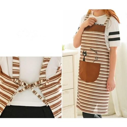 1PC Linen Cotton Stripe Bib Apron with Pocket Chef Waiter Kitchen Cook New Tool Kitchen Apron Kitchen Accessories ND 008