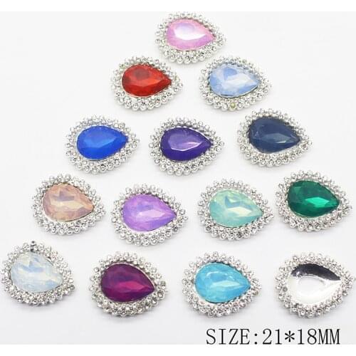 10Pcs/Lot 21*18mm Protein Diamond Rhinestone Button Flatback Crystal for Wedding Bouquet Child Hair Ribbon Decorative