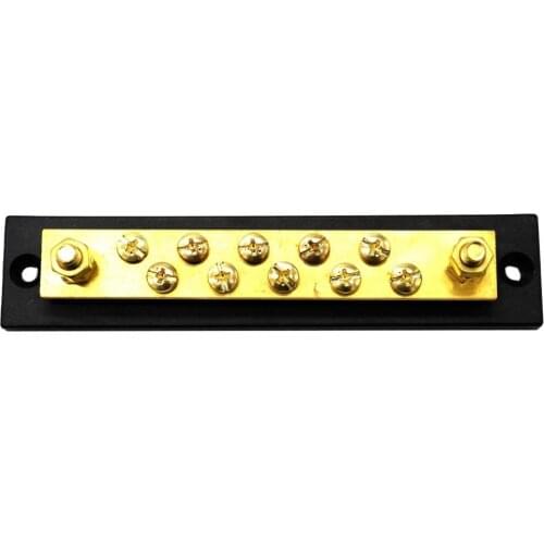 10 Screws Brass Bus Bar Power Distribution Block 150A DC 48V for Cars（2 stud)