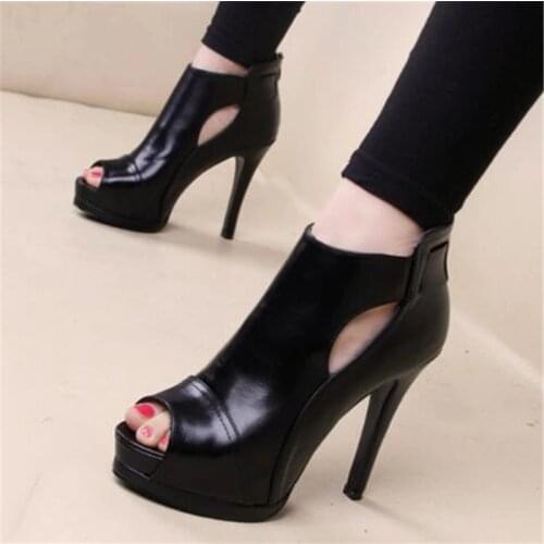 2020 New Women Pumps Spring Fall Office Shoes Breathable Hollow Out Square Heel Boots Woman Platform Heels Party Wedding Shoes