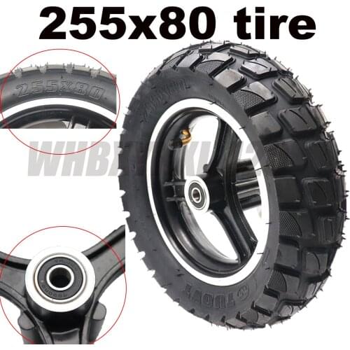 255x80 Tires Outer Tires with alloy wheel hub for Electric Scooter Zero 10x Dualtron KuGoo M4 Upgrade 10 Inch Off Road Tires