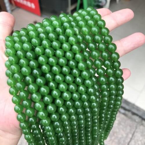 6mm 8mm Russia Green Jades Stone Beads Round Loose Spacer Green Jaspers Beads For DIY Jewelry Making Bracelet Necklace 15