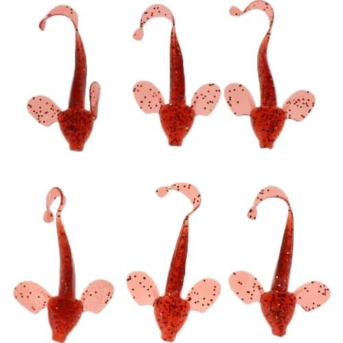 6x Capuchin Soft Artificial Grub Worm Baits Lures Fishing Tackle Jig Head Equipment