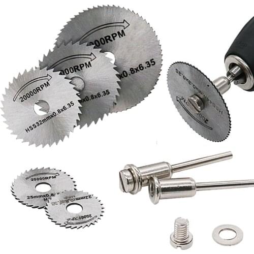 7Pcs Metal Cutting Disc Hss High Speed Steel Rotary Blade Wheel Discs Mandrel Circular Saw Blades Cutting Discs Rotary Tool