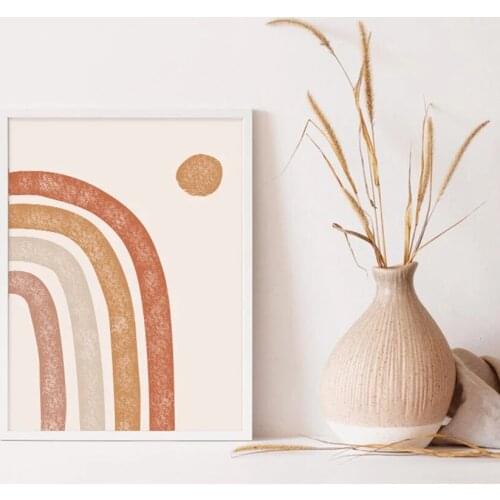 Abstract Wall Art Minimalist Retro Warm Rainbow Paintings Nordic Canvas Prints Posters Living Room Bedroom Corridor Decoration