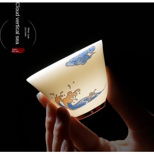 High White Ceramic Cup Handmade Porcelain Teacup Tea Bowl Household Kung Fu Tea Set Small Teacup Master Cup Tea Set Siteel