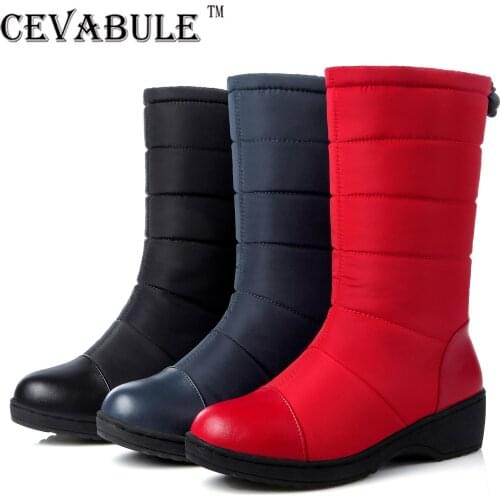 Cavabule Thick Wool Snow Boots Down Cloth Boots Wedges Leisure Plus Size Platform High Heels Botas De Invierno Para Mujer TYX