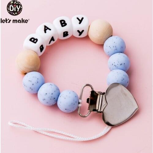 Lets Make 1pc Silicone Teether Pacifier Chain Custom-Made Babys Name Universal Pacifier Clip Nursing Bracelet Baby Teether