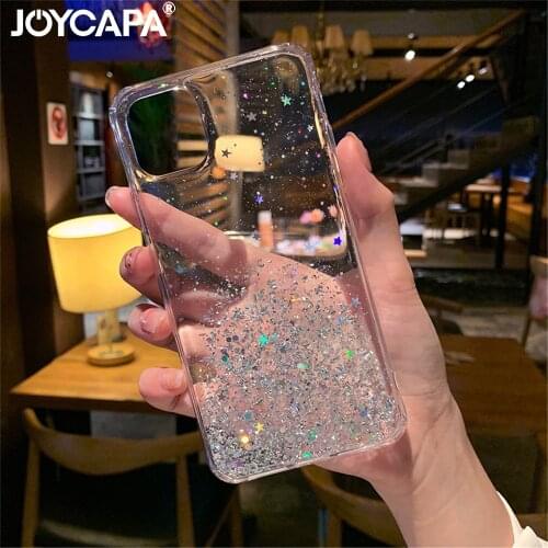 Luxury Gradient Glitter Star Phone Case For iPhone 12 11 Pro Xs MAX XR X 6 6S 7 8 Plus 5 SE 2020 Clear Soft Silicone Epoxy Cover