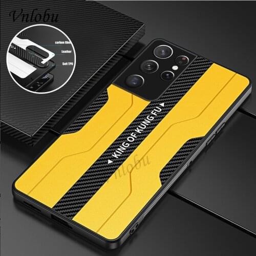 Case For Samsung Galaxy S21 Ultra Carbon Fiber PU Leather Phone Case For Samsung S21 Plus Soft TPU Protection Back Cover Shell