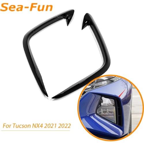 For Hyundai Tucson NX4 2021 2022 Headlight Trim Strip Front Bumper Blade Anti-collision Strip Bright Frame Exterior Accessories