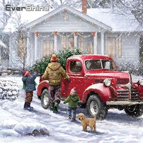 EverShine Diamond Painting Christmas Mosaic Handicrafts Diamond Embroidery Winter Cross Stitch Kits Landscape Decor For Home