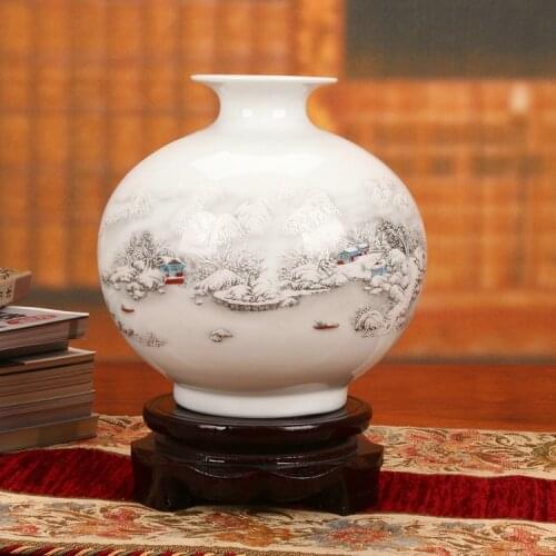 Jingdezhen ceramic vase pastel snow pomegranate Vase Decoration decoration Home Furnishing modern technology