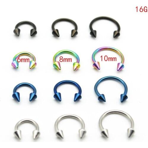 Cone Spike Horseshoe Circular Ring 316L Surgical Steel Labret Nipple Hoops Nose Septum Eyebrow Piercing Body Jewelry 6mm 8mm
