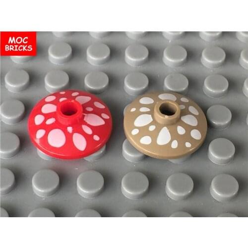 10pcs/lot MOC Bricks DIY Red & Dark tan Dish 2 x 2 Inverted with Mushroom Spots Pattern fit with 4740pb004 Building Blocks kids