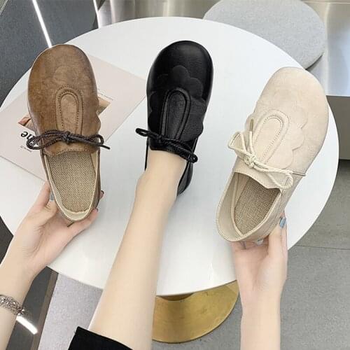 Large size 35-40 round toe lace-up flat shoes summer new style trendy comfortable soft sole ladies casual shoes