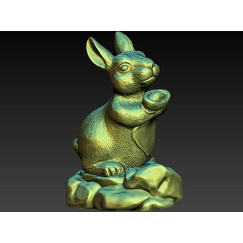 Lucky rabbit 3d model for cnc 3D carved animal sculpture machine or 3D printers in STL file format