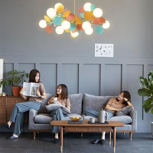 Macaron Baby Childrens room Chandelier Creative Decoration Multicolor Glass Ball LED Kids Home Indoor Decor lighting